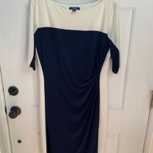 Navy blue and cream dress